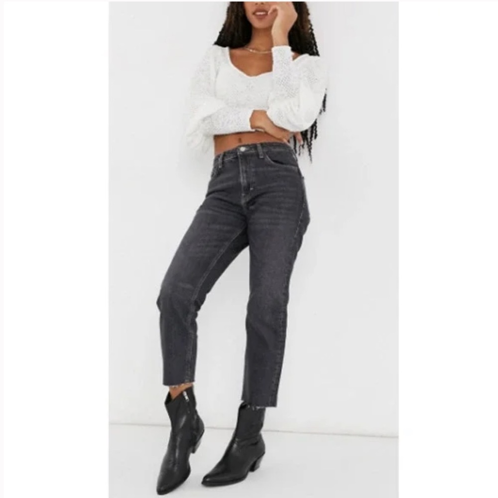 TOPSHOP | Moto Faded Black Straight Jeans